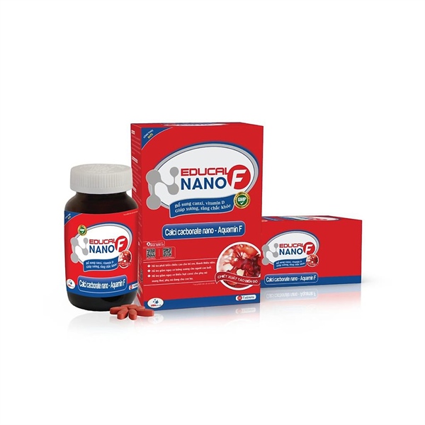 Thực phẩm bảo vệ sức khoẻ Educal Nano F Dolexphar giúp xương răng chắc khỏe, giảm nguy cơ loãng xương (60 viên)