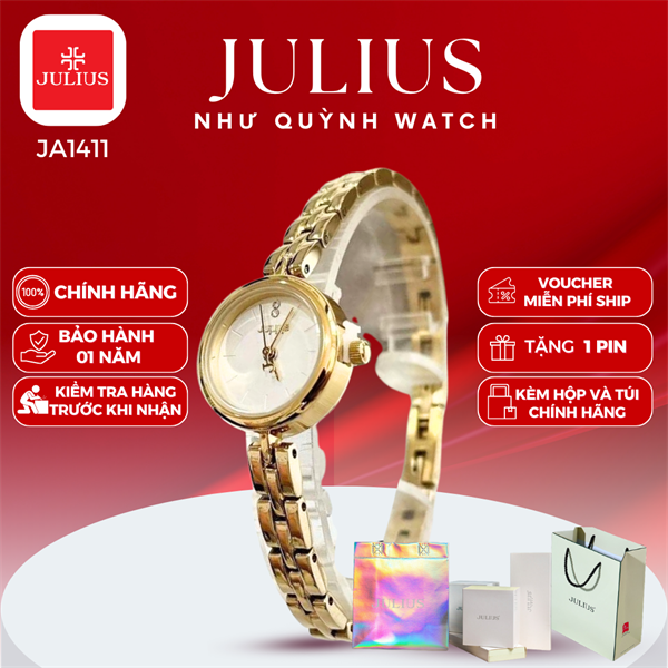 Đồng hồ Nữ Julius Chính hãng Hàn Quốc Ja-1411A dây thép ( Vàng )