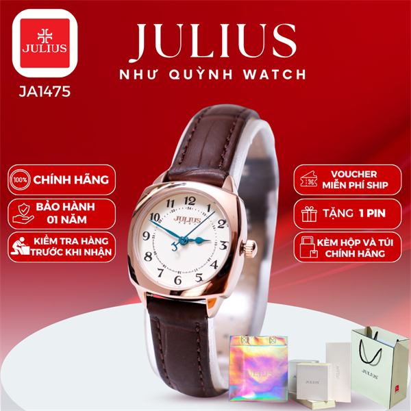 Đồng hồ nữ Julius Hàn Quốc Ja-1475B dây da (Nâu)