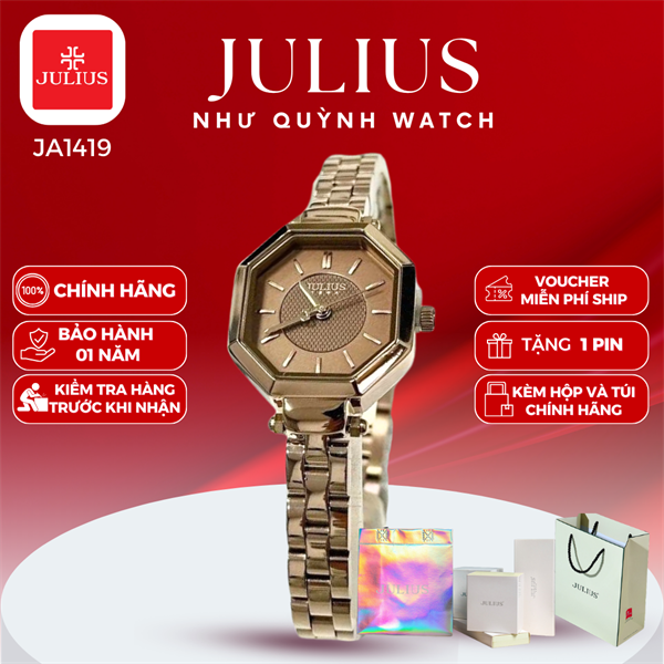 Đồng hồ nữ Julius Hàn Quốc Ja-1419C dây thép (M.Nâu)
