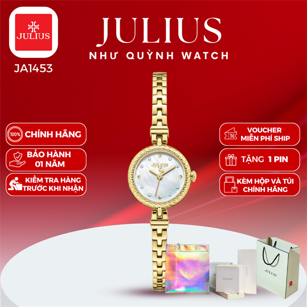 Đồng hồ nữ Julius Hàn Quốc Ja-1453B dây thép (Vàng)