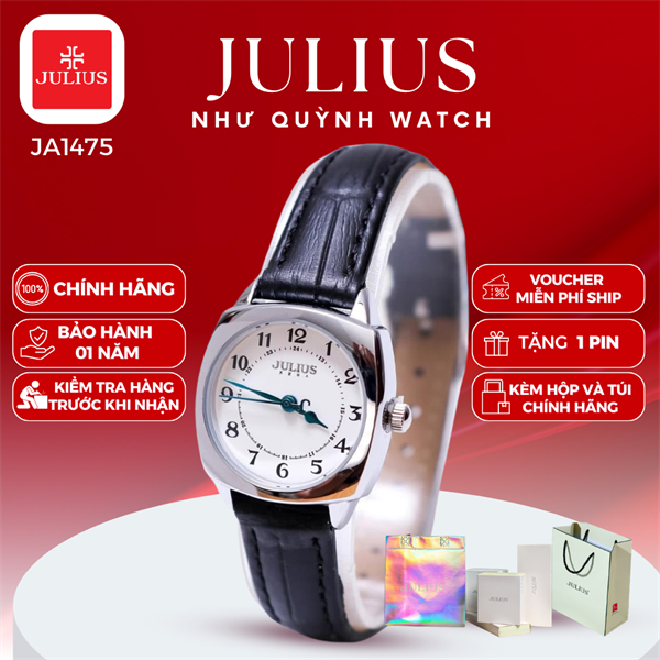 Đồng hồ nữ Julius Hàn Quốc Ja-1475A dây da (Đen)