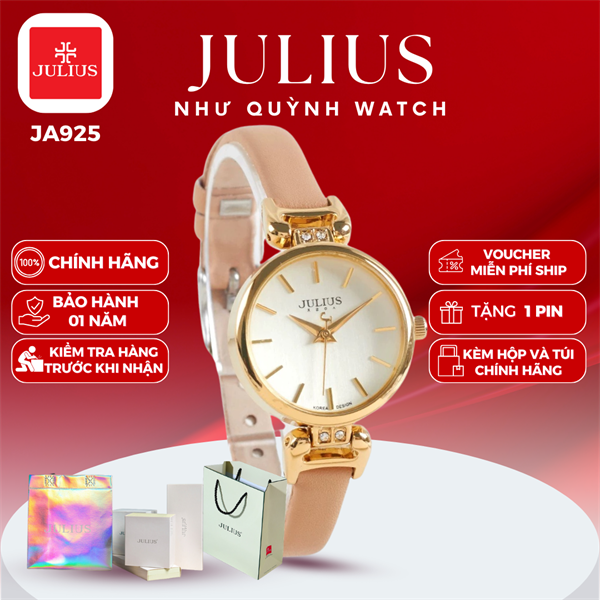 Đồng hồ nữ Julius Hàn Quốc Ja-925B dây da (Kem) p626