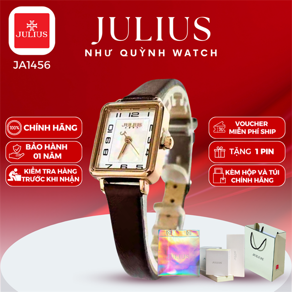 Đồng hồ nữ Julius Hàn Quốc Ja-1456C dây thép (Nâu)