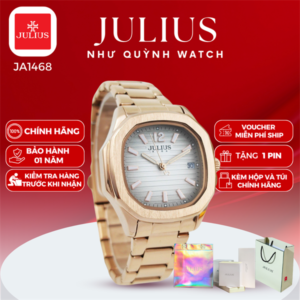 Đồng hồ nữ Julius Hàn Quốc JA-1468F dây thép (Đồng)