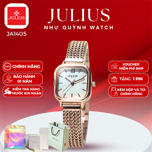 Đồng hồ nữ Julius Hàn Quốc Ja-1405A dây thép (Đồng)