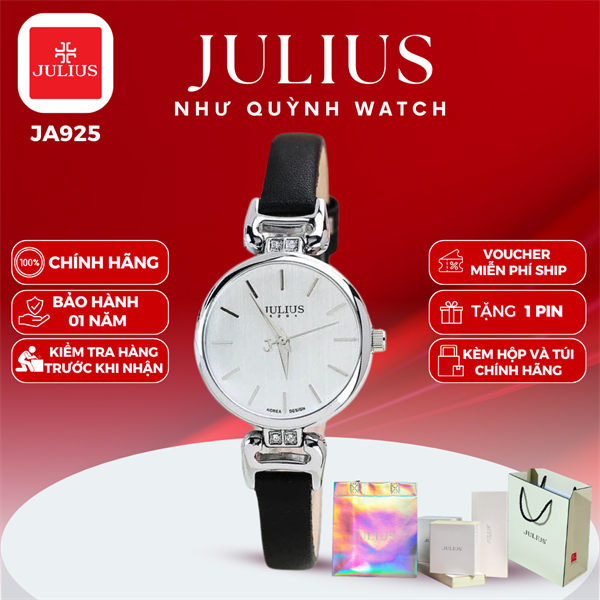 Đồng hồ nữ Julius Hàn Quốc Ja-925A dây da (Đen) p626