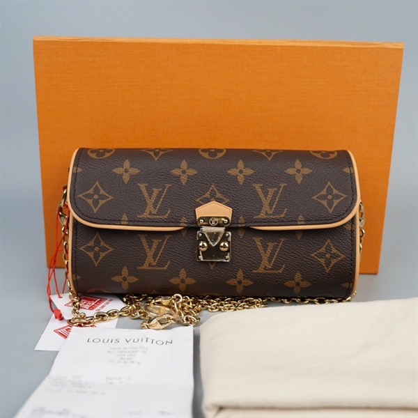 Túi LV đeo chéo hoa nâu viền cam sz20 +