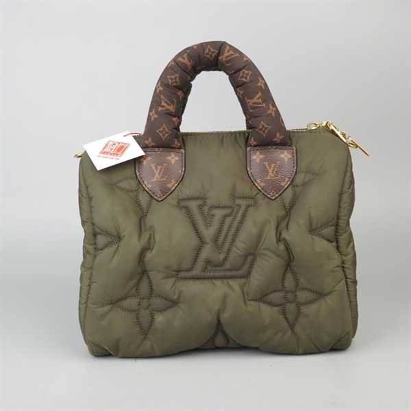 Túi LV Speedy xanh quai hoa nâu sz26 KG+