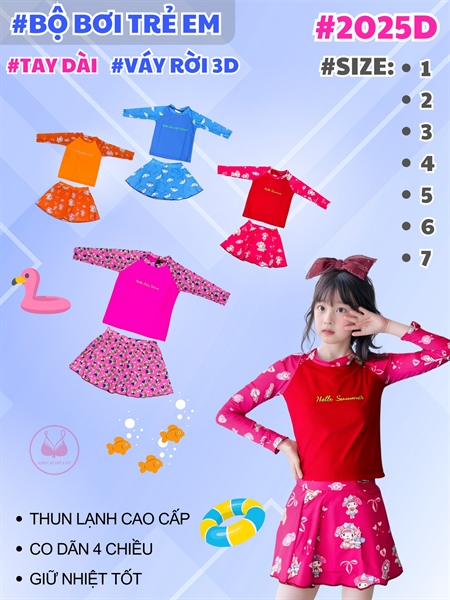 Bộ bơi bé gái 2025 tay dài