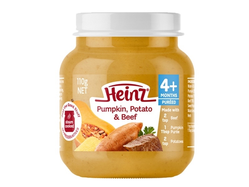 Hũ dinh dưỡng Heinz Custard vị bí đỏ cà chua thịt bò 4 tháng+ 110g