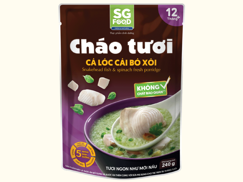 Cháo SGF Cá Lóc Cải Bó Xôi - Từ 12m