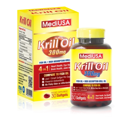MediUSA Krill Oil 10 viên hỗ trợ giảm cholesterol, tốt cho não bộ, mắt và tim