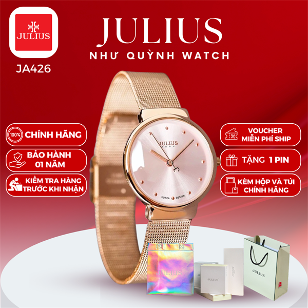 Đồng hồ nữ Julius Ja-426LF dây thép (đồng) pin 626