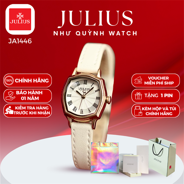 Đồng hồ Nữ Julius Hàn Quốc JA-1446A dây da ( Trắng)