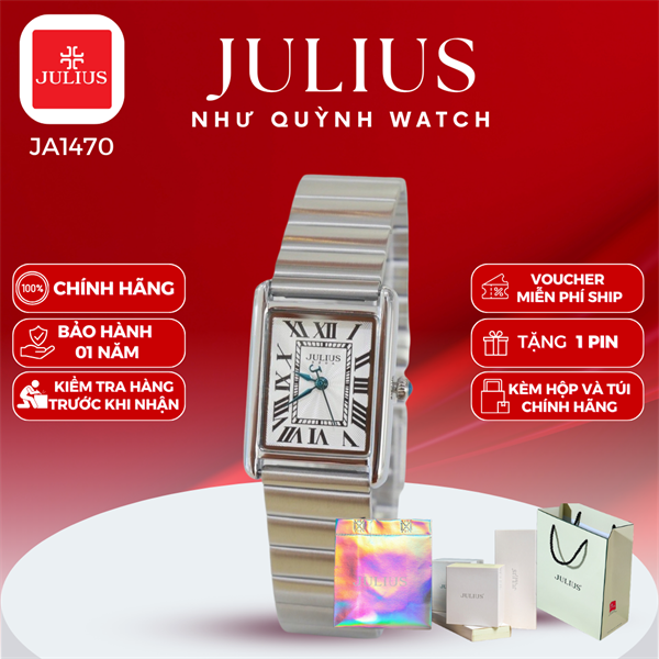Đồng hồ nữ Julius Hàn Quốc Ja-1470A dây thép (Bạc)