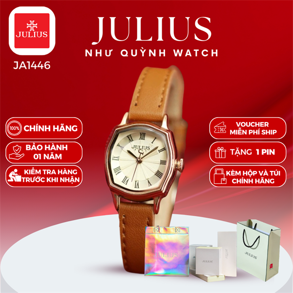 Đồng hồ Nữ Julius Hàn Quốc JA-1446C dây da ( Nâu)