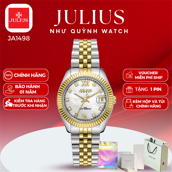 Đồng hồ nữ Julius Hàn Quốc Ja-1498G dây thép (Demi vàng)