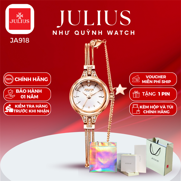 Đồng Hồ Nữ Julius Hàn Quốc JA-918C dây thép (Đồng) pin 521