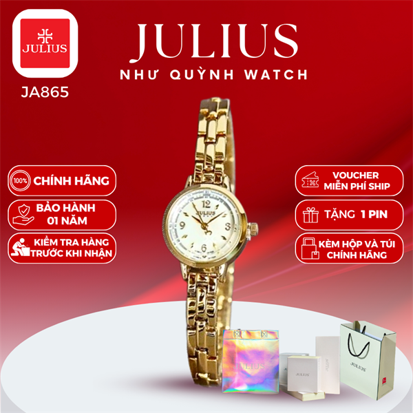 Đồng hồ nữ Julius Hàn Quốc Ja-865B dây thép (Vàng)