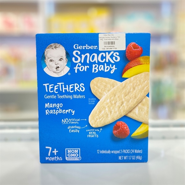 Bánh gạo Gerber Teethers 7M+ 48g Xoài mâm xôi