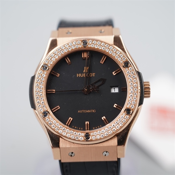 Đồng hồ Hublot Classic Fusion đen,vàng 18k sz42, 2 quai (925648) (HC) KG+