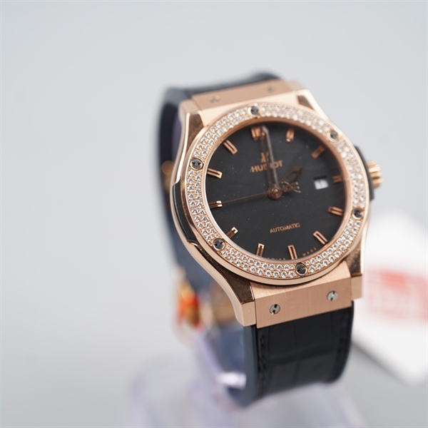 Đồng hồ Hublot Classic Fusion đen,vàng 18k sz42, 2 quai (925648) (HC) KG+