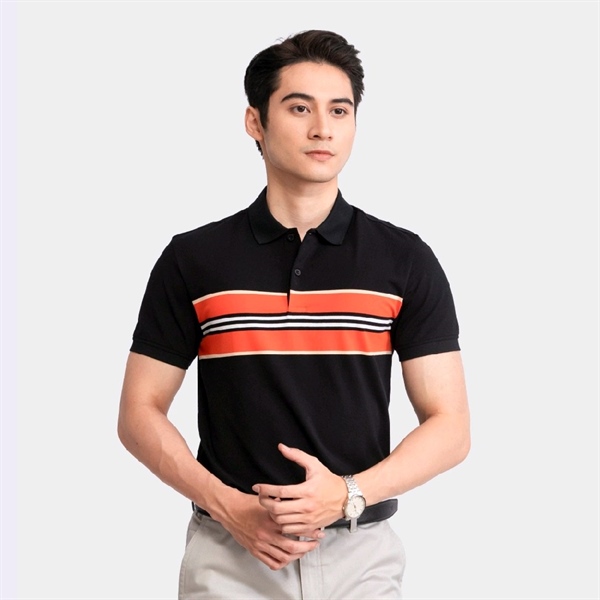 Áo polo Aristino APS125S3 cotton, slimfit, màu đen kẻ