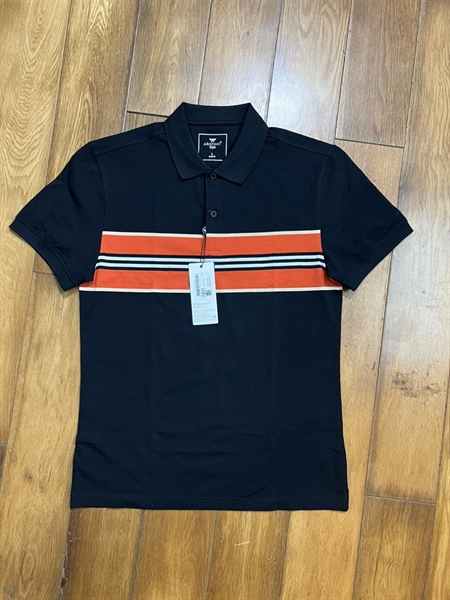 Áo polo Aristino APS125S3 cotton, slimfit, màu đen kẻ
