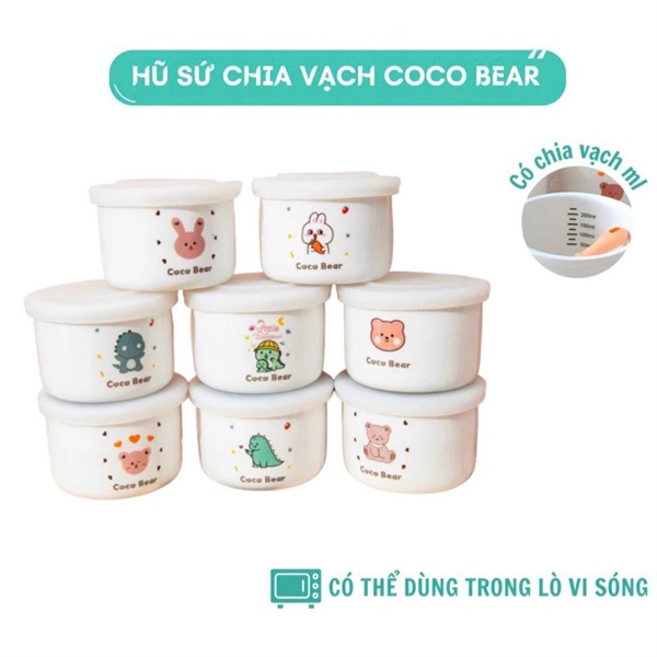 Hũ sứ hàn nắp màu Cocobear