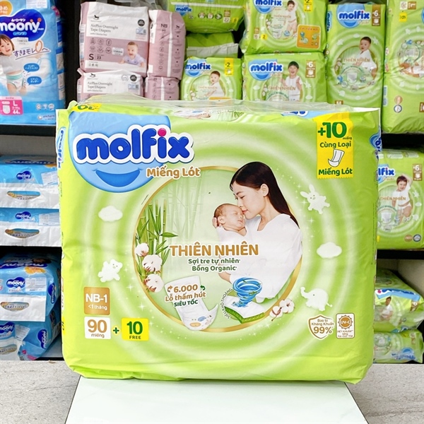 Miếng lót Molfix gói lớn NB 90+10 Miếng