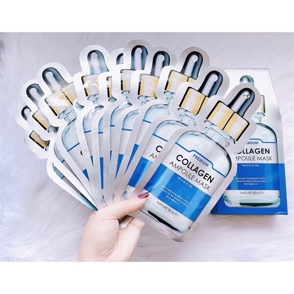 Mặt nạ huyết Thanh collagen màu xanh dưỡng ẩm tái tạo trẻ hóa da Nature beauty collagen ampoule mask-----xanh