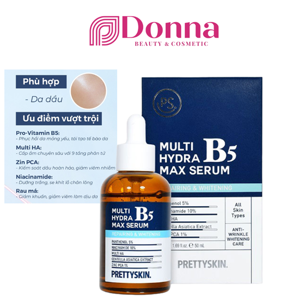 Tinh Chất Phục Hồi Dưỡng Trắng Cho Da Dầu Mụn Pretty Skin Multi Hydra B5 Max Serum 50ml
