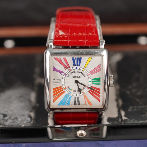 Đồng hồ Franck Muller Master Square 7 màu 2 quai đen và đỏ (NO89) sz38 KG+