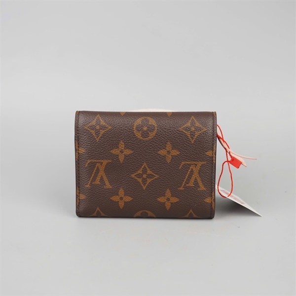 Ví LV hoa nâu gập 3 nút hồng (LT) KG+