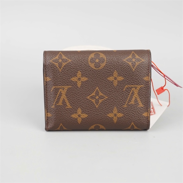 Ví LV hoa nâu gập 3 nút đỏ (LT) KG+