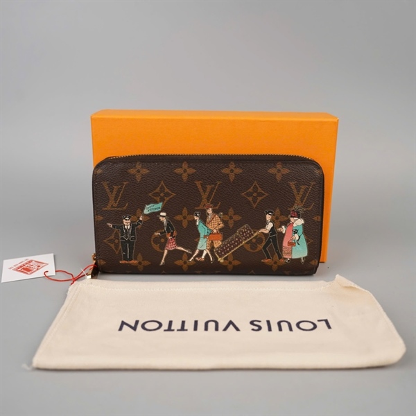 Ví LV hoa nâu in hình có khóa zip (LT) KG+