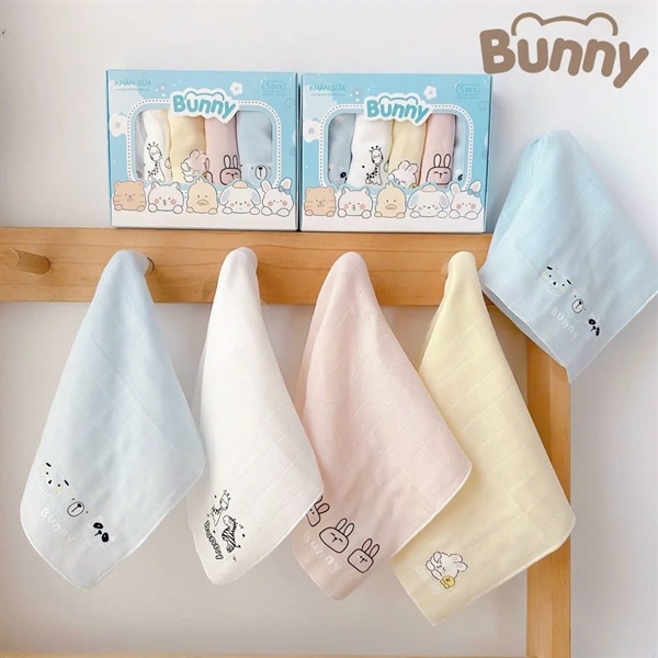 Hộp 5 khăn sữa sợi tre Bunny