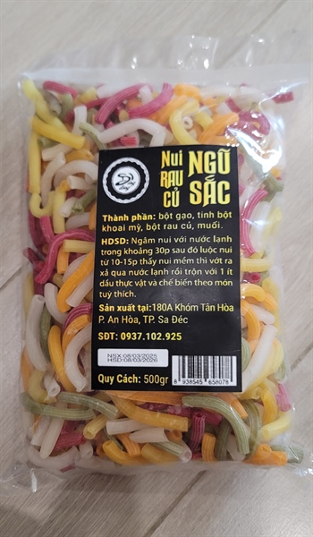 Nui rau củ ngũ sắc ống dài Đòng Đòng 500g