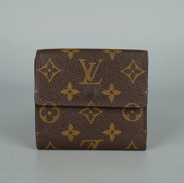 Ví LV hoa nâu gập 3 nút vàng (LT) KG+