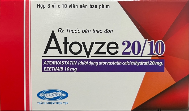 Thuốc hạ mỡ máu Atovze 20/10 (Hộp 3 vỉ x 10 viên) - Savipharm