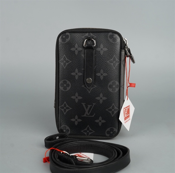 Túi LV đeo chéo hoa đen xám sz10 KG+