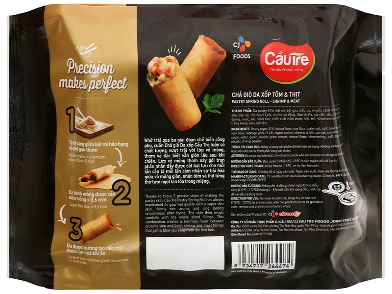 Chả giò da Xốp Cầu Tre nhân tôm&thịt gói 400g