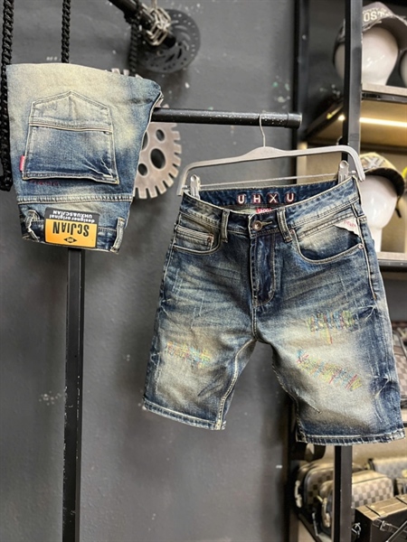 Sort Jean UHXU Denim - 1067 xanh was mạn chỉ màu viền túi