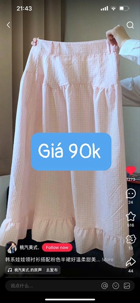 AREUM Chân váy caro MIR Maxi lai nhún bèo - Freesize