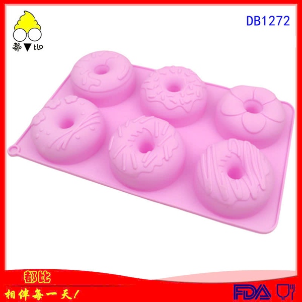 Khuôn silicon 6 donut họa tiết