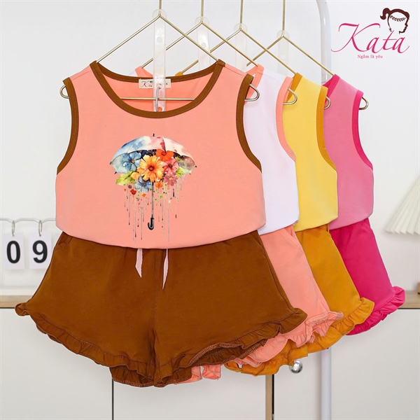 BG ÁO BA LỖ IN CHIẾC Ô HOA QUẦN BÈO LAI SIZE 4-14,R6