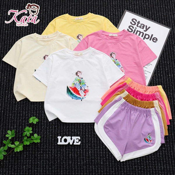 BG QUẦN SHORT THỂ THAO ÁO CÔ BÉ DƯA HẤU SIZE 4-14,R6