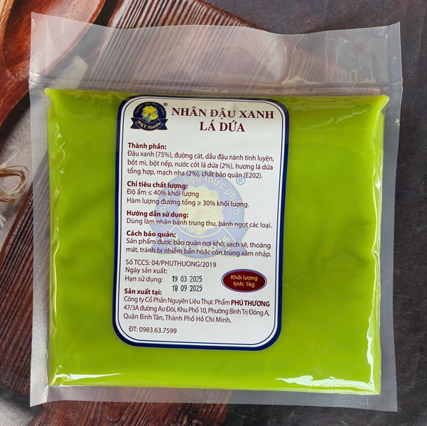 Nhân Bánh Trung Thu Đậu Xanh Lá Dứa Phú Thương 1Kg
