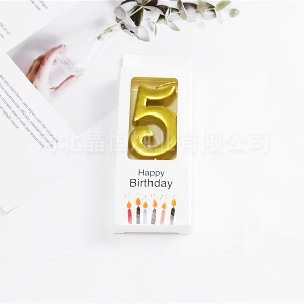 Nến số nhũ vàng - số 5